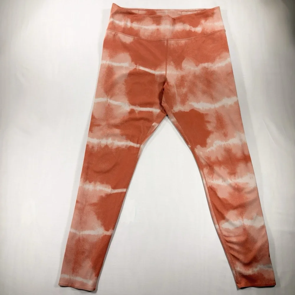 Women's Nike One Luxe Mid-Rise Full Length Orange Tie Dye Leggings Large NWOT